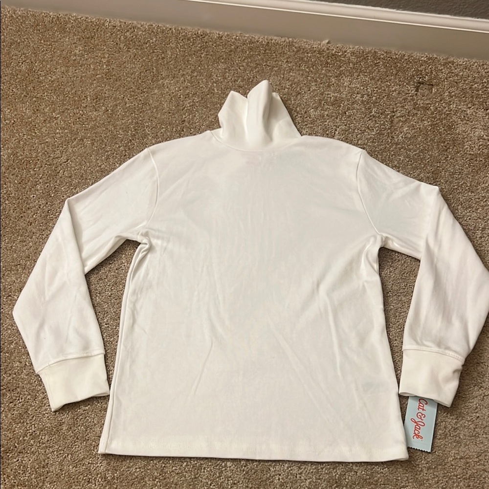 Cat & Jack White Unisex Cotton Long Sleeve Tee Size Medium 8/10 NEW